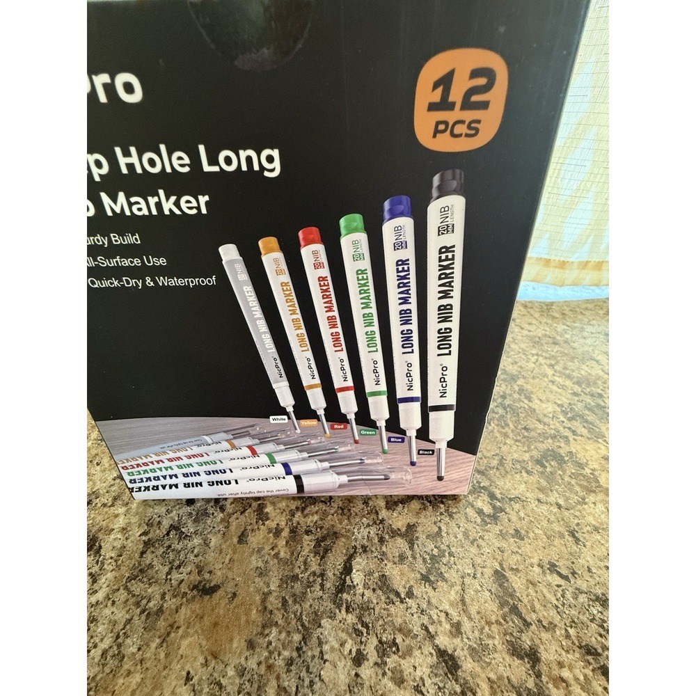 Nic Pro Deep Hole‎ Long NIB marker. 12 Piece Set-NEW IN BOX-FAST SHIPPING - Picture 3 of 4